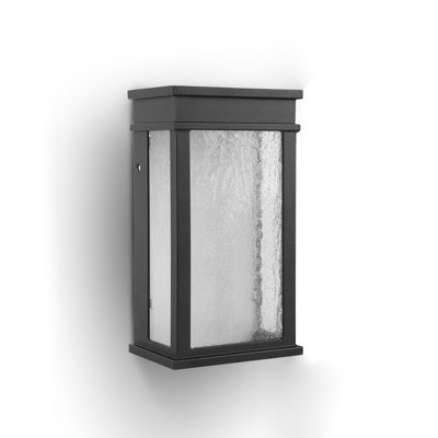 Lanterne murale d'extérieur à DEL 1 lumière intégrée noire avec fonction crépuscule à l'aube