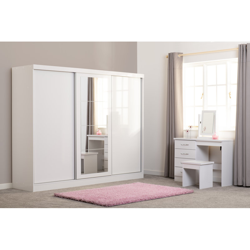 Cascio 3 Door Sliding Wardrobe, High Gloss White