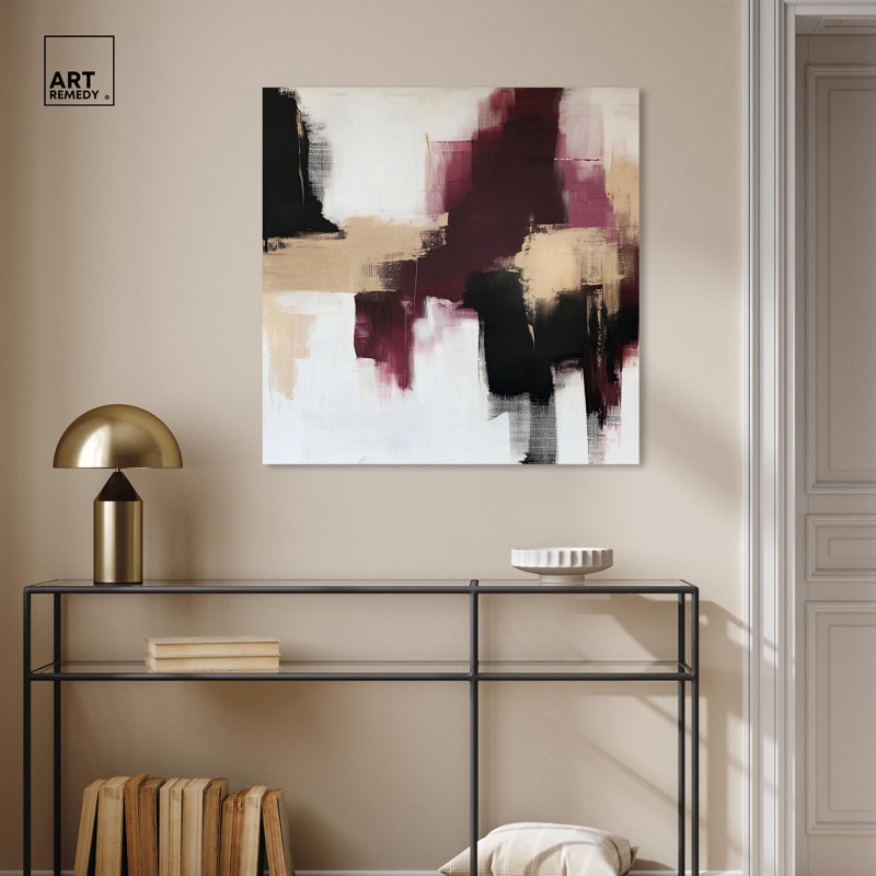 Art Remedy abstrait avec toile dorée, Toile tendue, H 30 po x l 30 po