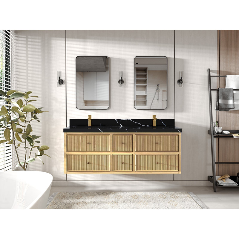Ensemble de meuble-lavabo simple 60 po Sonoma, Noir Calacatta