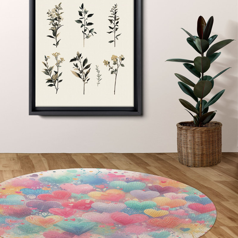 Tapis tressé Heart Splatter Flares, Rond 5 pi
