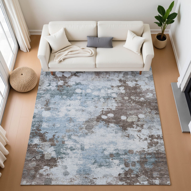 Tapis abstrait lavable à la machine Premium, Rectangle 10 pi x 14 pi