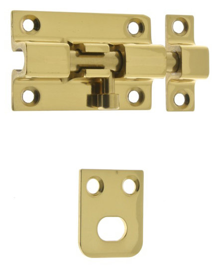 Solid Brass Security Barrel Bolt, Polished Brass