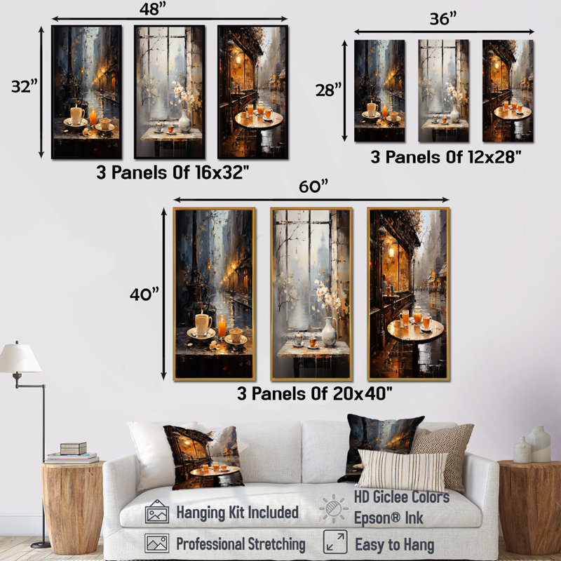 Tea Time In London, 28'' H x 36'' W, Brown Floater Framed
