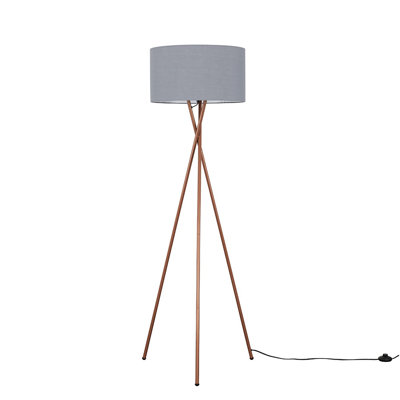 Mishler 155cm Camden Tripod Copper Floor Lamp with Large Reni Shade