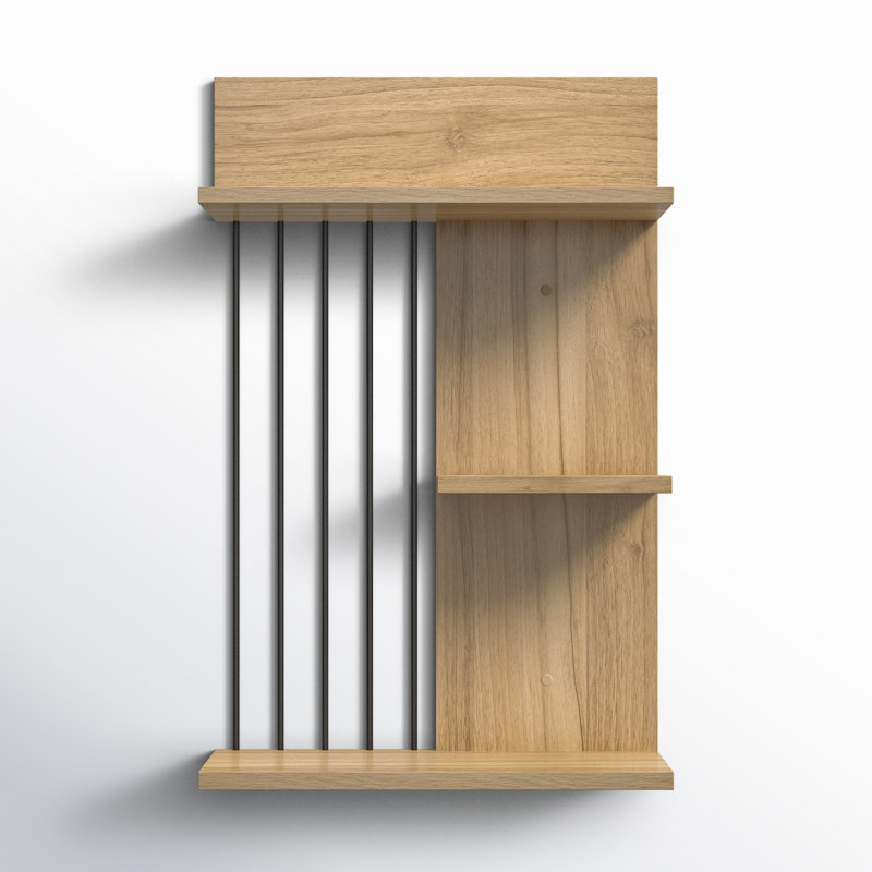 Badiah 3-Level Tiered Shelf Unit, Brown/Black