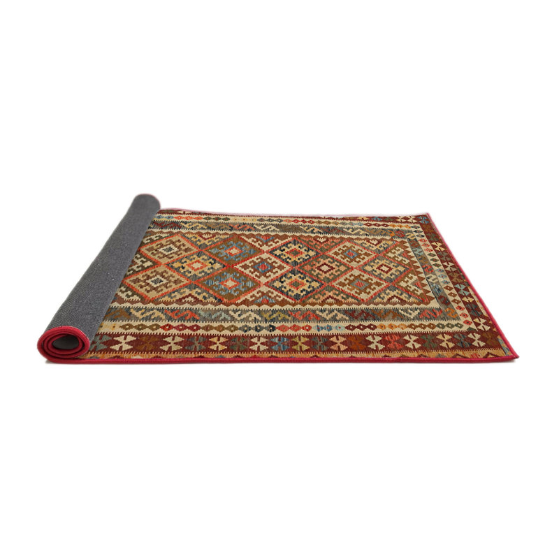 Tapis brun/gris/rouge contemporain, Rond 4 pi