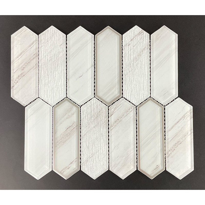 Glass Mosaic Wall Tile, Gray Mist & Silver Glazed