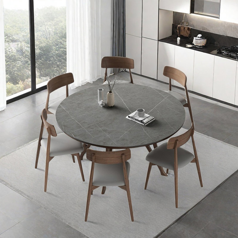Simple solid wood round dining table sets, 29.5"H x 47.2"L x 47.2"W