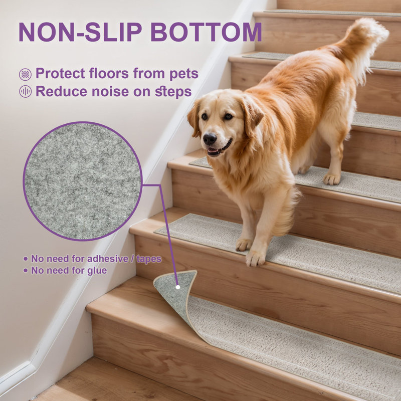 Tapis d'escalier moderne antidérapant (ensemble de 15), Beige