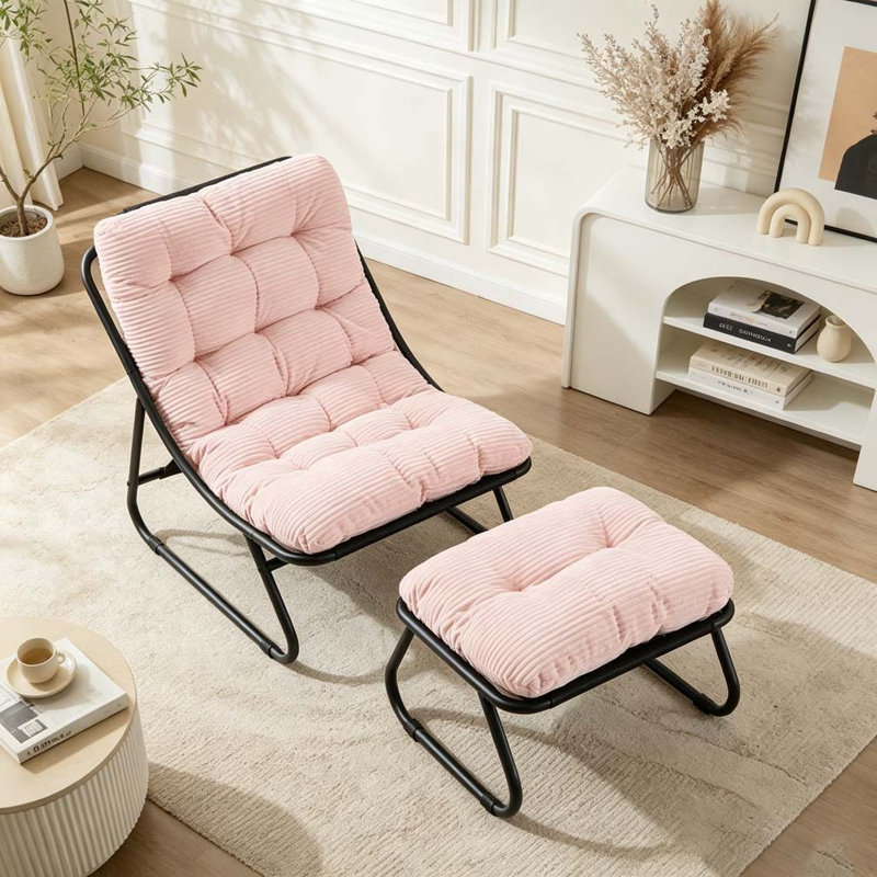 Chaise longue d'extérieur avec repose-pieds pour patio, Pink