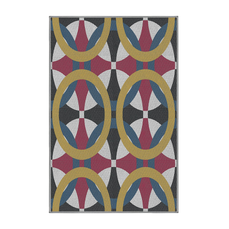 Motif géométrique brun/noir Tapis décoratif, Rectangle 7 pi x 9 pi