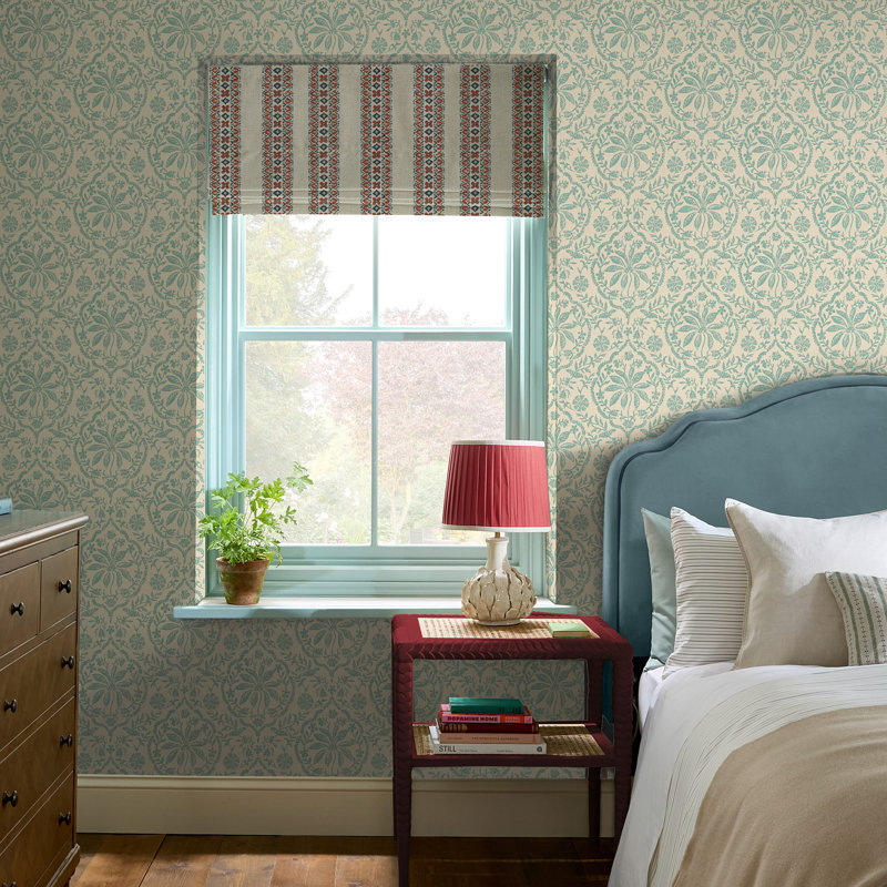 Joules Indienne Palm Cream/Duck Egg Blue Wallpaper
