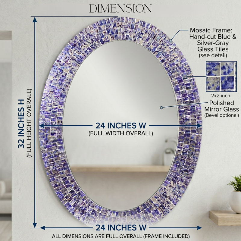 Rubie Oval Mirror, Blue