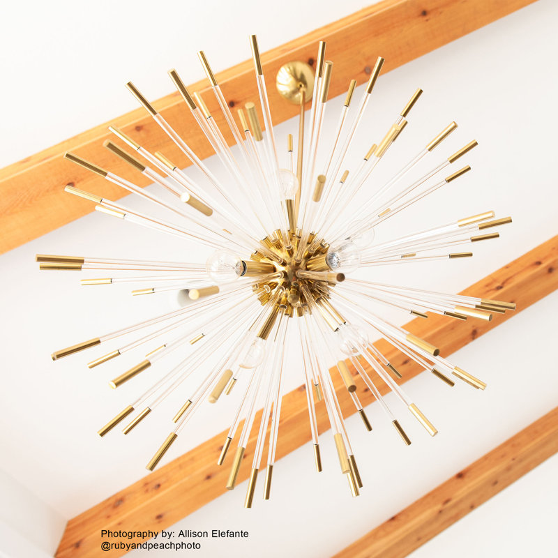 Andromeda 8 - Light Chandelier, Modern Brass, 28" H x 28" W x 28" D
