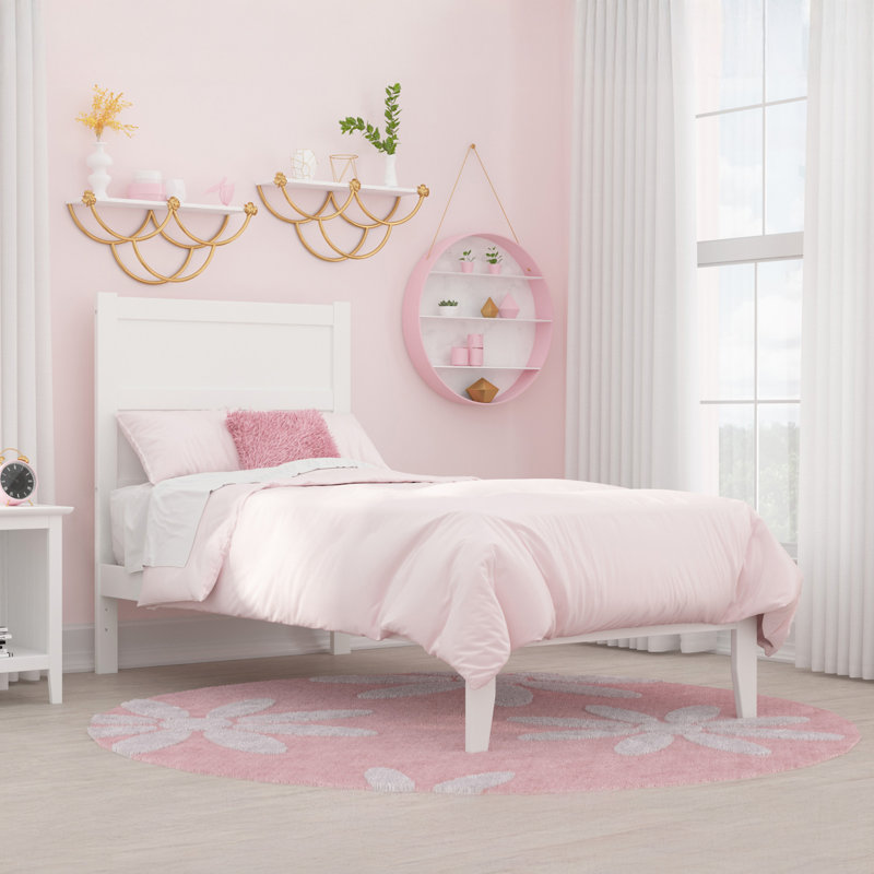  Teo Solid Wood Platform Bed, Twin, White