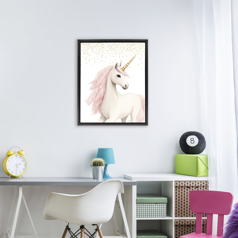 Cadre flottant Princess Dreams Unicorn, design par Christine Simpson Art, H 31 po x l 25 po, Cadre flottant noir de jais