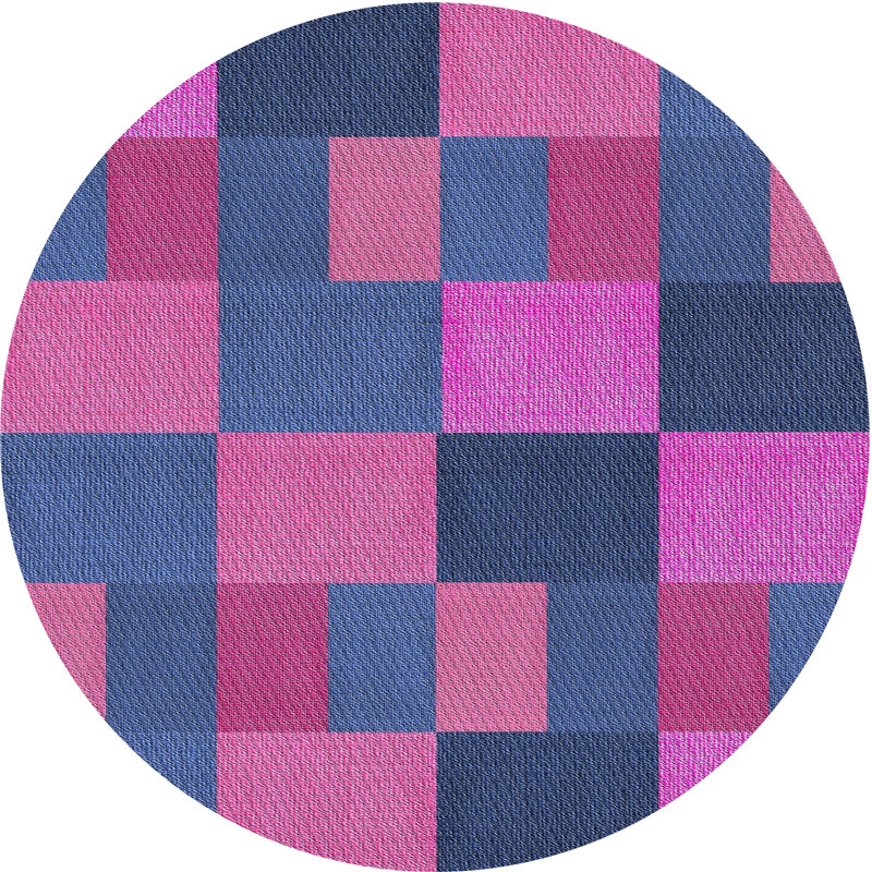 Tapis décoratif rose à motif géométrique Sackman, Rond 4 pi