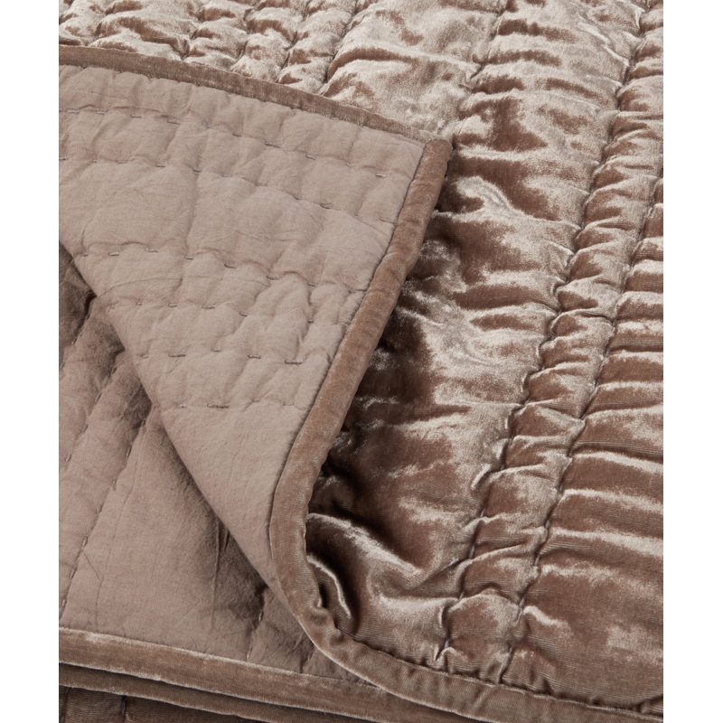 Seville Woven Pick Stitch Velvet Fabric Quilt , Queen Quilt, Desert Taupe