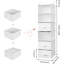 Organisateur à 6 tablettes pour garde-robe, séparable par 2 tablettes suspendues à 3 tablettes, rangement et rangement avec 3 tiroirs différents, 4 poches latérales, blanc, paquet de 1