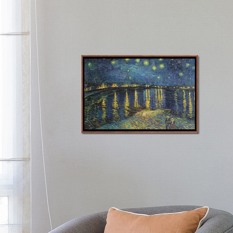 «Starry Night Over The Rhone», 1888 sur toile par Vincent Van Gogh, H 18 po x l 26 po x P 1,5 po, Cadre bois classique
