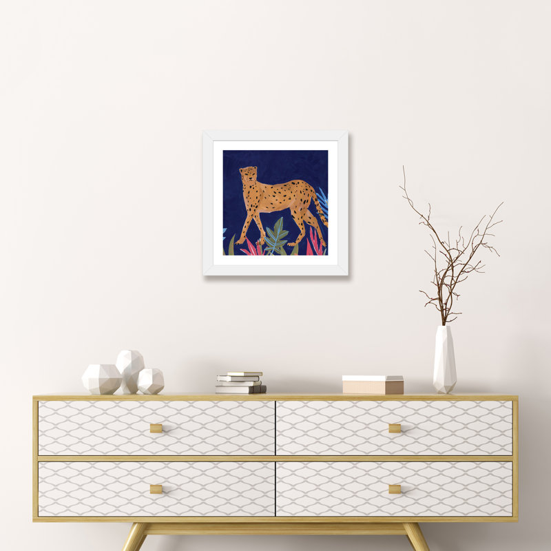 «Cheetah I» par Isabelle Z - reproduction d'art, Papier encadré blanc, Blanc, H 16 po x l 16 po x p 1 po