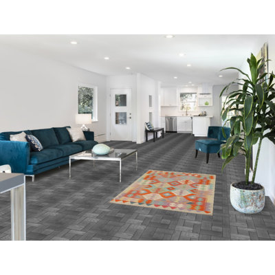 Tapis géométrique en laine Kilim