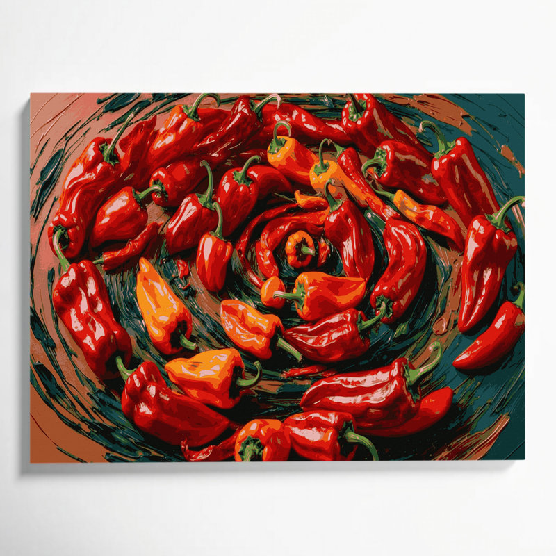 Vegetables Hot Pepper Cayenne Brown Canvas Wall Art, 20" H x 24" W