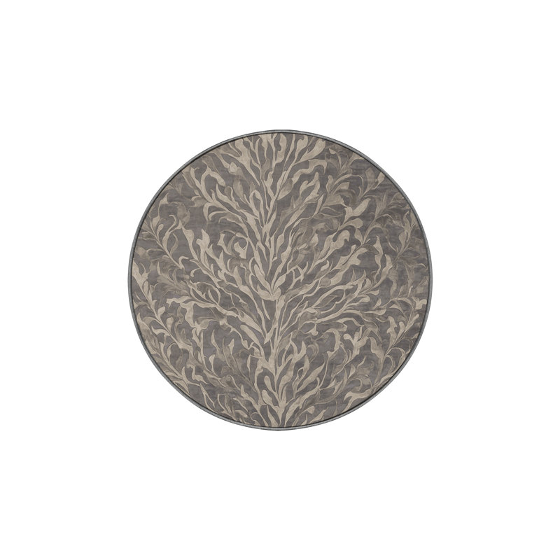 Tapis gris soyeux et moelleux, Rond 8 pi