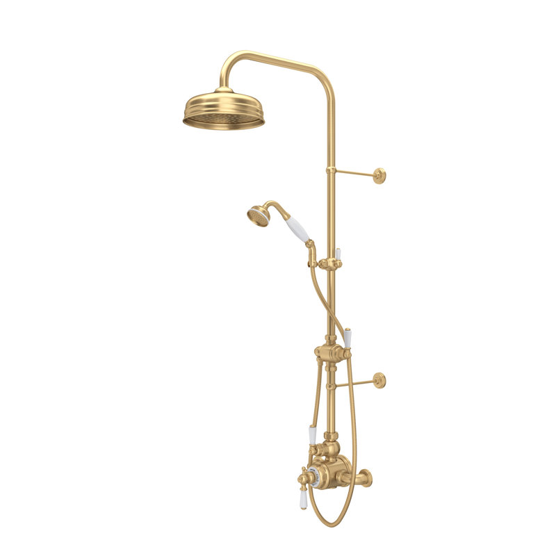 Edwardian™ 3/4" Thermostatic Shower System, Lever Handle, Satin English Gold
