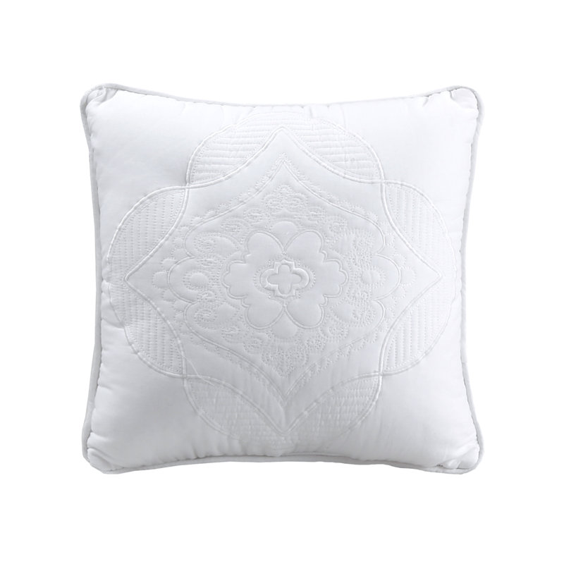Ensemble réversible en coton blanc 180 fils, Courtepointe grand + 2 couvre-oreillers standard, Blanc