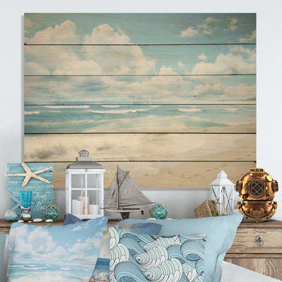 Paysage de plage minimaliste III sur bois