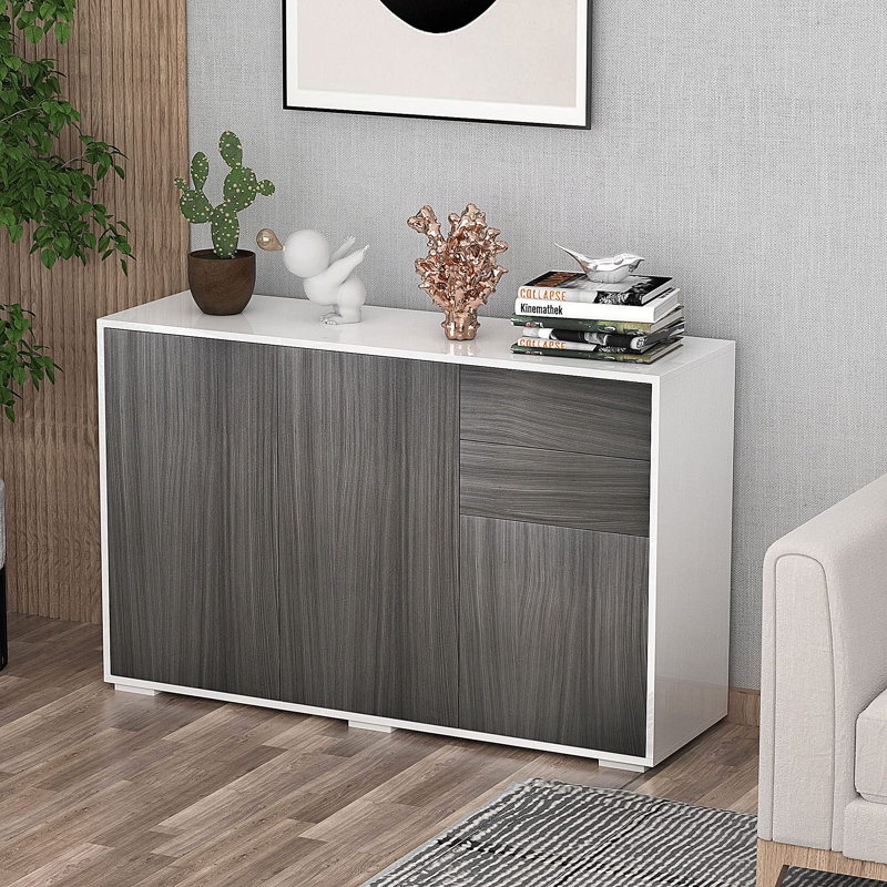 Tethys 117cm Sideboard, Light Grey and White
