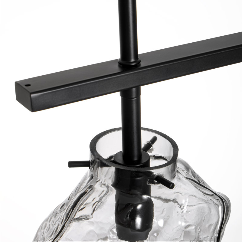 Luminaire suspendu pour îlot de cuisine moderne à 3 lumières Adwin avec verre ondulé gris fumé 27 po Adwin, 3 Lights