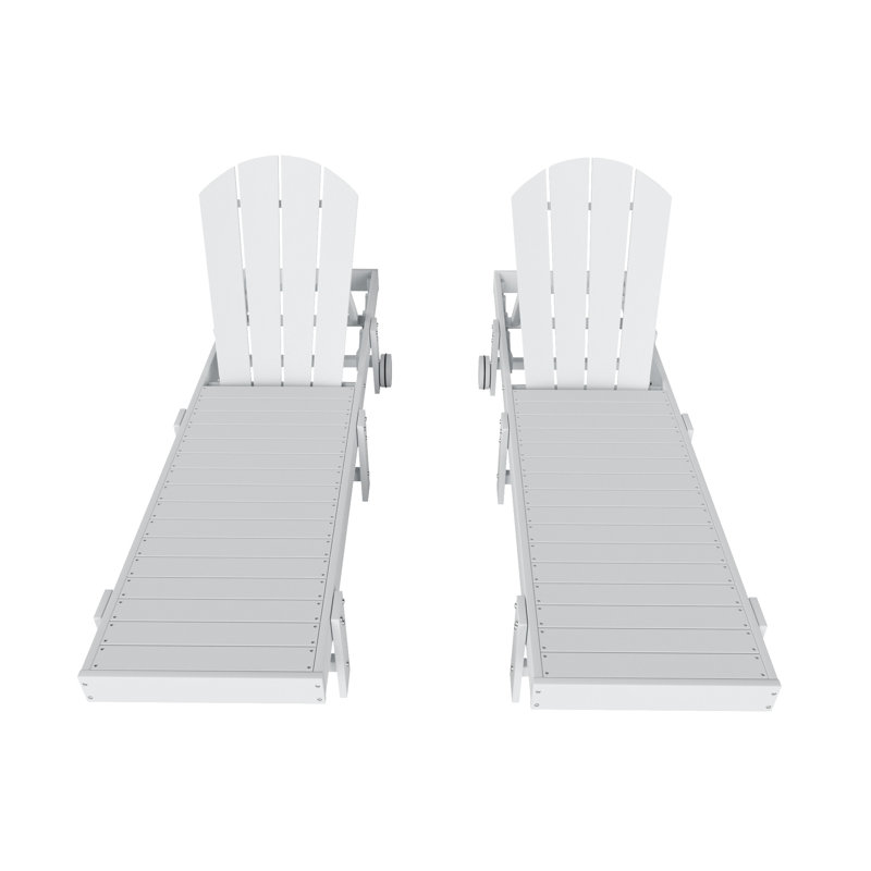 Laguna 77.6" Long Outdoor All-Weather Poly Reclining Chaise Lounge Set, White