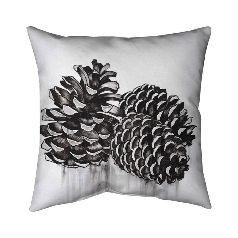 Three small pine cones - 18"x18" Throw pillow - Poly twill - Print on demand, 18" H x 18" W, Polyester/Polyfill