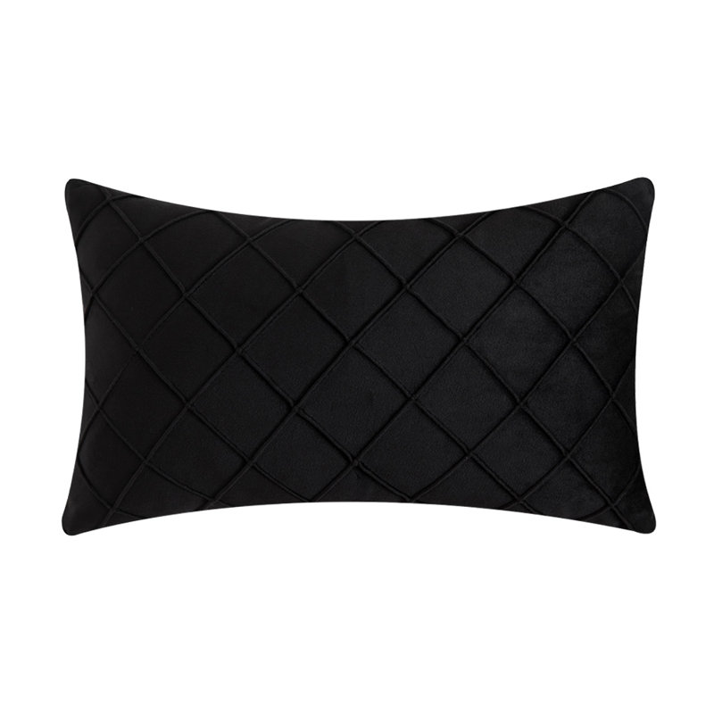 HCN_Velvet Self Cross Cushion, Black