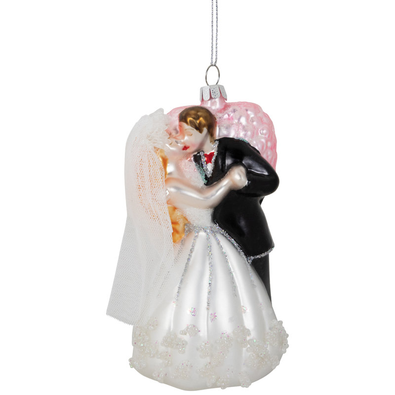 Ornement de mariage en verre 5,25 po