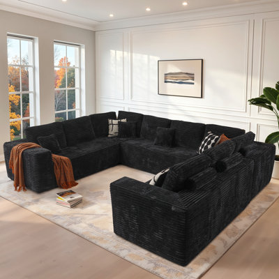 Canapé modulaire en velours côtelé rembourré en U 5 pièces Koyu
