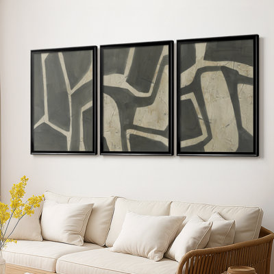 Puzzle Piece I  -Custom Framed  Wrapped Gallery Canvas - 3 Pieces