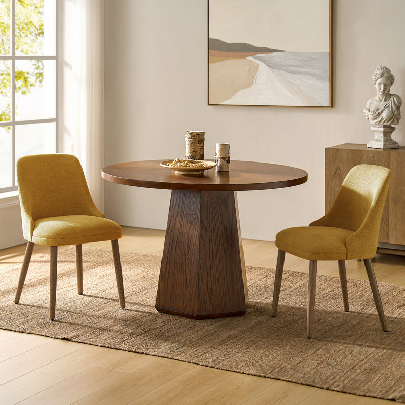 Kanalu Upholstered Side Chair with Solid Wood Legs, Mustard