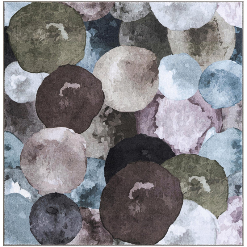 Rumi Tendria Rug, Gray, Square 5'3"