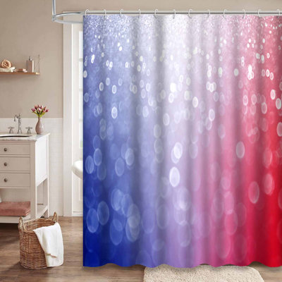 Rideau de douche abstrait rouge patriotique avec 12 crochets