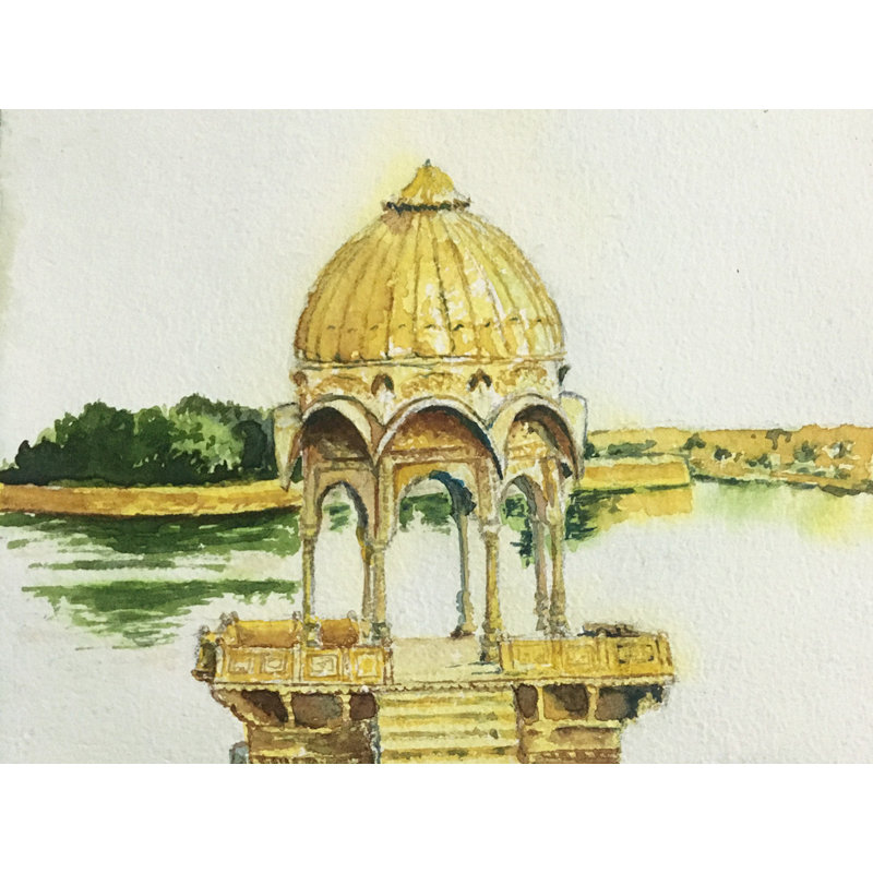 Lac Gadisar | Peinture à l'aquarelle | Par Amit Suthar