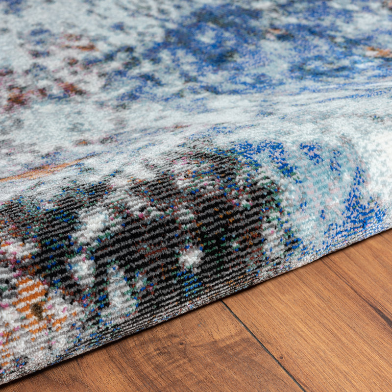 Nimbus Blue/Gray/Black Area Rug, Rectangle 5' x 7'6"