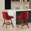 Tabouret de bar pivotant à hauteur de comptoir, ensemble de 2 tabourets de bar rembourrés à hauteur de siège de 26 po de hauteur, tissu rouge vin-130066351