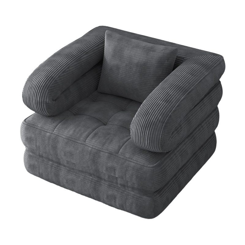 Boneless Convertible Corduroy Sleeper Sofa Bed, 3-Position (Sofa/Recliner/Bed) with High-Density Foam, No Assembly Required, Vacuum-Compressed for Easy Shipping