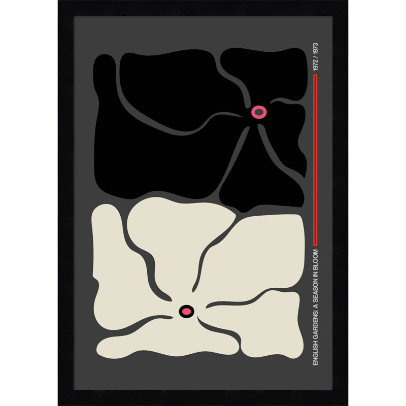 Two By Two Flower Grey by Frances Collett, 21" H x 15" W x 1" D, Black