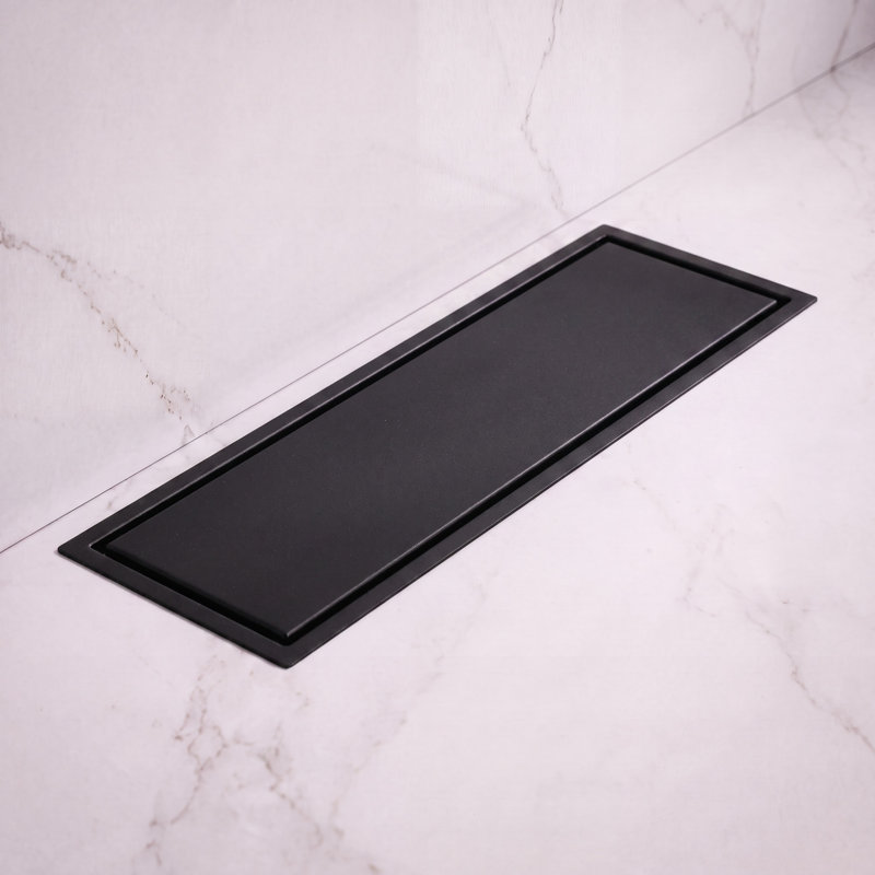 12" Linear Grid Shower Drain, Matte Black