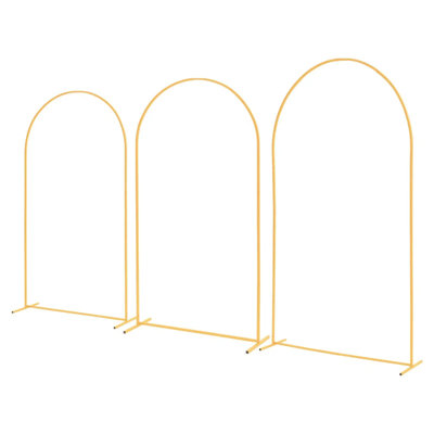 Arch Backdrop Stand Set Of 3, 8/7.2/6.6 Ft, Stable Structure With Easy Assembly, Gold Metal Arch Stand For Wedding Birthday Party Graduation Holiday Celebration Ceremony Decoration